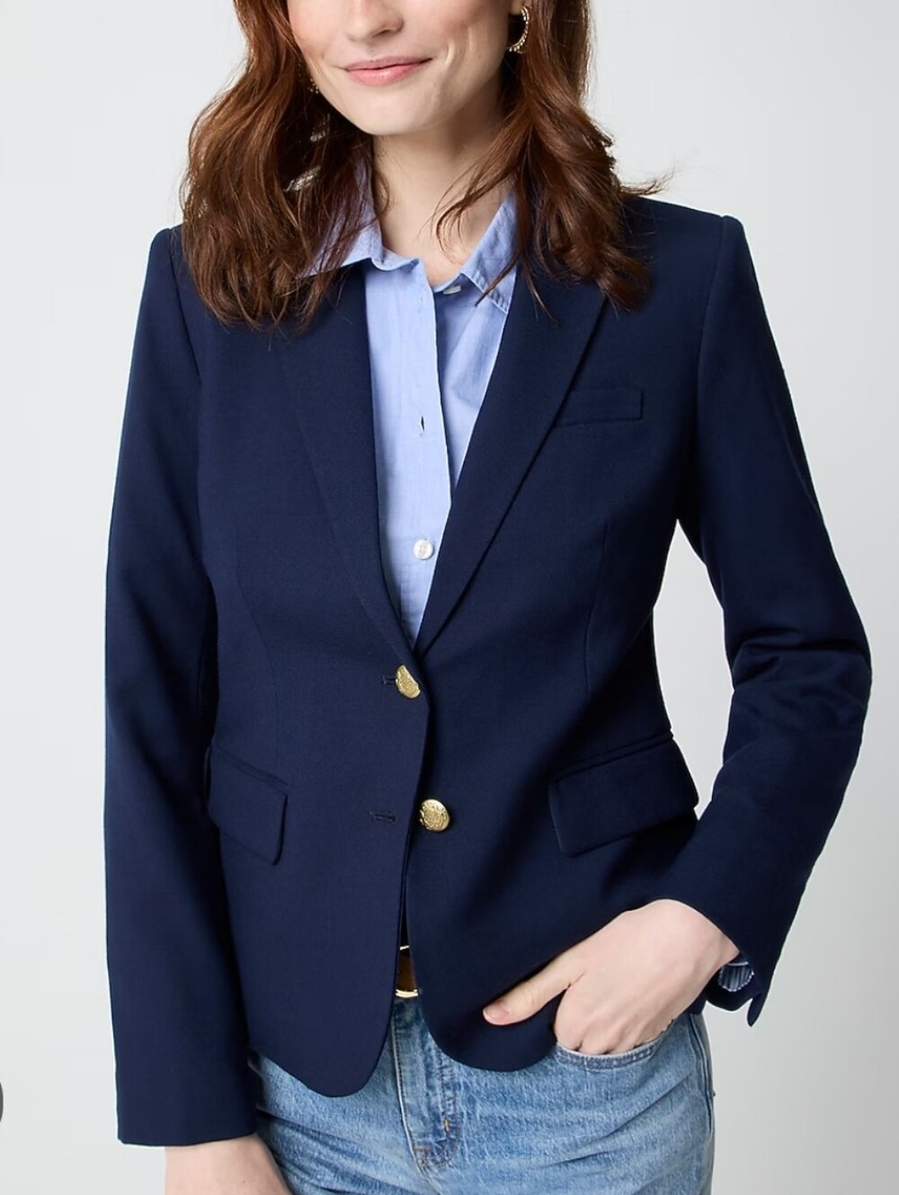 J. Crew Original Classic Wool Schoolboy Blazer Navy Blue Size 6 Old Money